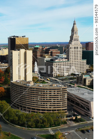 Aerial vertical autumn scene of Hartford, Connecticut, United States Aerial vertical autumn scene of Hartford, Connecticut, United States 98544579