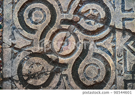 Byzantine mosaics on the floor of St. Nicholas Church Demre, Turkey. 98544601