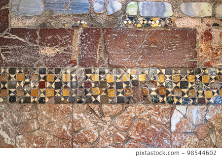 Byzantine mosaics on the floor of St. Nicholas Church Demre, Turkey. 98544602