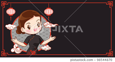Pretty Chinese girl in mandarin gown with Chinese new year festival 086 Pretty Chinese girl in mandarin gown with Chinese new year festival 086 98544870