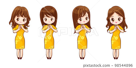 Pretty Chinese girl in mandarin gown with Chinese new year festival 082 Pretty Chinese girl in mandarin gown with Chinese new year festival 082 98544896