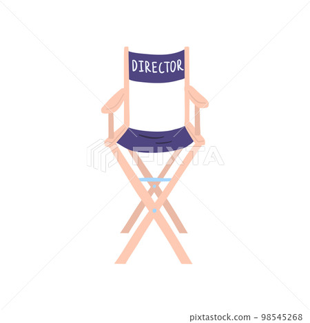 Cartoon Color Director Folding Chair Cinema Concept Flat Design Style Isolated on a White Background. Vector illustration 98545268