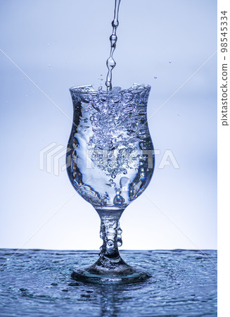 The image of pouring drinking water, into a glass, Danger or imminent danger concept 98545334
