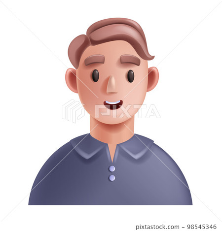 3D man icon, male person avatar, character face, cartoon business, positive vector cheerful boy. 3D man icon, male person avatar, character face, cartoon business, positive vector cheerful boy. 98545346