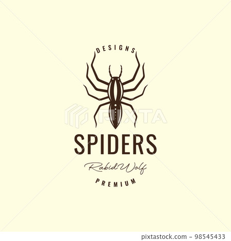 rabid wolf spider tarantula danger insect animal vintage hipster logo design vector icon illustration template 98545433