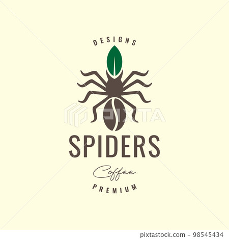tarantula spider with coffee bean leaves nature vintage hipster logo design vector icon illustration template 98545434