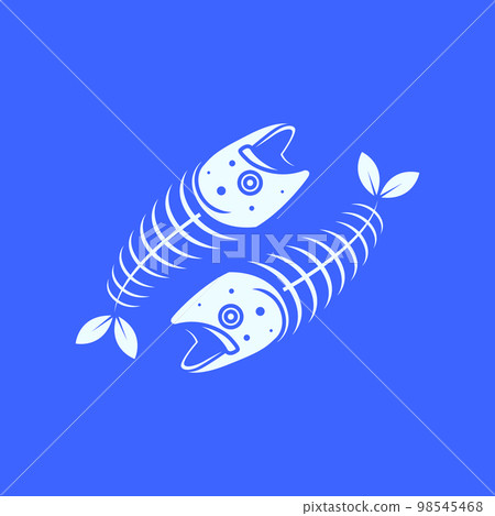 fish bones thorns nature leaves ocean fish food logo design vector icon illustration template 98545468