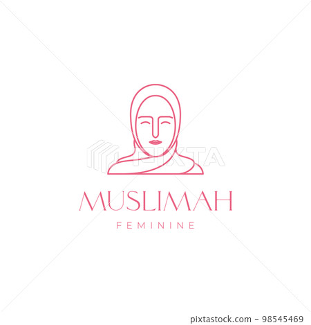 beautiful face female feminine hijab muslim attitude smile line minimal logo design vector icon illustration template beautiful face female feminine hijab muslim attitude smile line minimal logo design vector icon illustration template 98545469