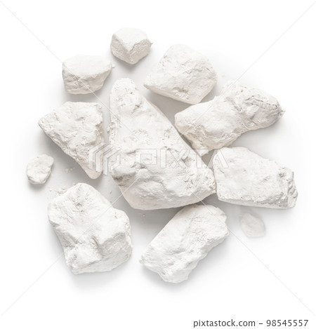top view of pile  pieces of chalk mineral stones 98545557