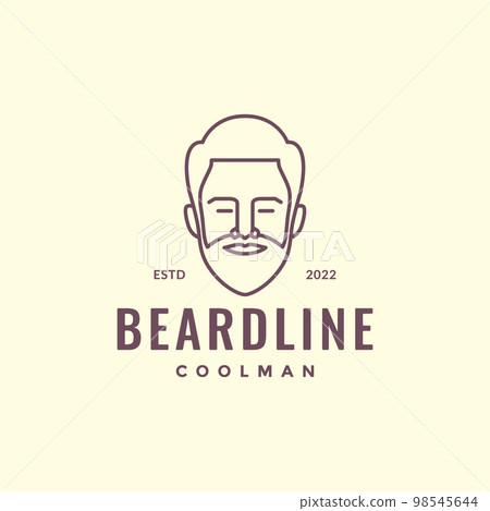 face young man bearded hairstyle relax smile lines hipster logo design vector icon illustration template 98545644