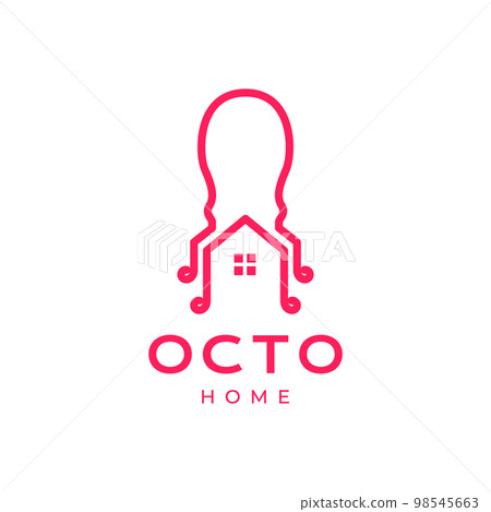 home house octopus seafood delicious taste restaurant marine biota logo design vector icon illustration template 98545663