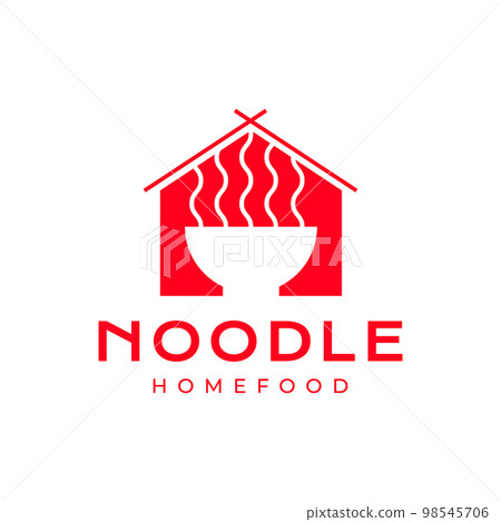 warm noodle bowl home house restaurant taste logo design vector icon illustration template 98545706