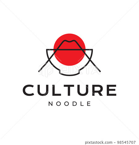 japanese food noodle bowl culture delicious recipe mountain fuji logo design vector icon illustration template 98545707