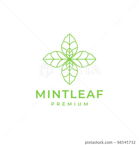 mint leaves plant nature food and health care benefits logo design vector icon illustration template mint leaves plant nature food and health care benefits logo design vector icon illustration template 98545732
