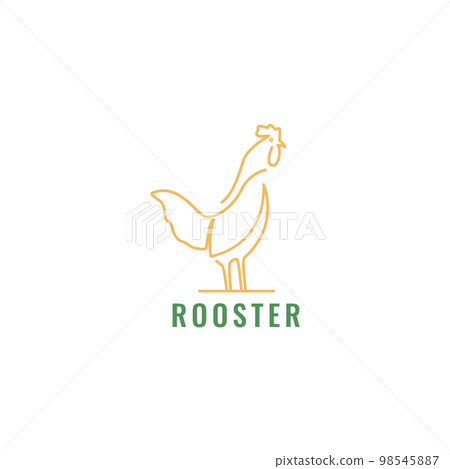 chicken rooster poultry crowing morning line art minimal logo design vector icon illustration template 98545887