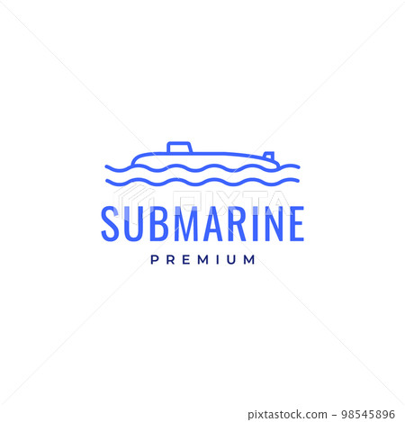submarine ship under water ocean line art logo design vector icon illustration template 98545896