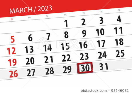 Calendar 2023, deadline, day, month, page, organizer, date, march, thursday, number 30 98546081