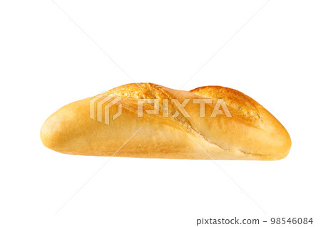 French baguette loaf isolated on white background. Fresh french baguette isolated. French baguette loaf isolated on white background. Fresh french baguette isolated. 98546084