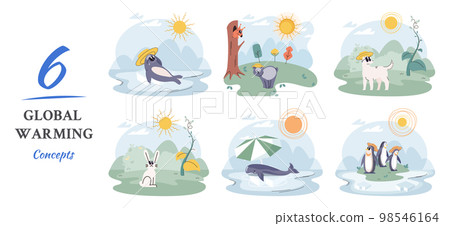 Climate change concept. Global warming design. Temperature rising animal extinction. Environment Day Climate change concept. Global warming design. Temperature rising animal extinction. Environment Day 98546164