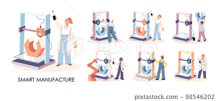 Manufacturing process at automated production industry. Scientist creates robot. Smart industry 98546202