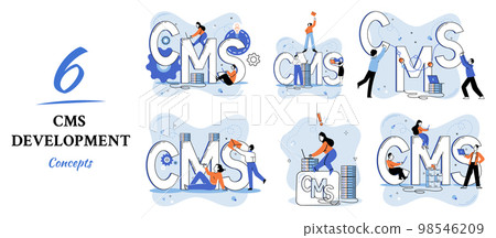 Concept of digital content management system, CMS development software metaphor, program development service technology Concept of digital content management system, CMS development software metaphor, program development service technology 98546209