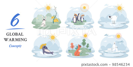 Climate change concept. Global warming metaphor. Temperature rising animal extinction. Environment Day 98546234