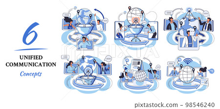 Unified communication metaphor. Social media creative idea. Online social network. Business interaction app Unified communication metaphor. Social media creative idea. Online social network. Business interaction app 98546240