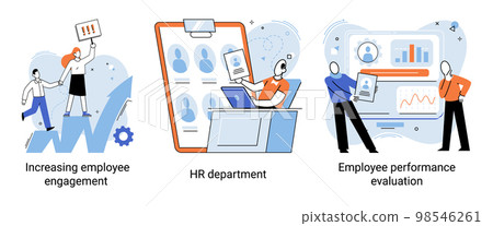 Business concepts HR department, increasing employee engagement, worker performance evaluation 98546261