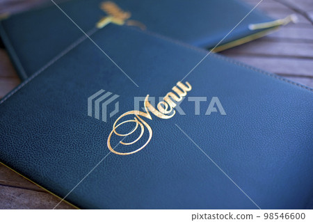 Golden sign in a stylish French restaurant 98546600