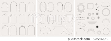 Modern Minimalist Aesthetic linear frames, arcs, stars and elements Modern Minimalist Aesthetic linear frames, arcs, stars and elements 98546659