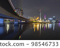 Saigon, Vietnam - Oct 24, 2022 - Impression landscape of Ho Chi Minh city at night, Saigon river flows through the city. High-quality photo. High-quality photo 98546733