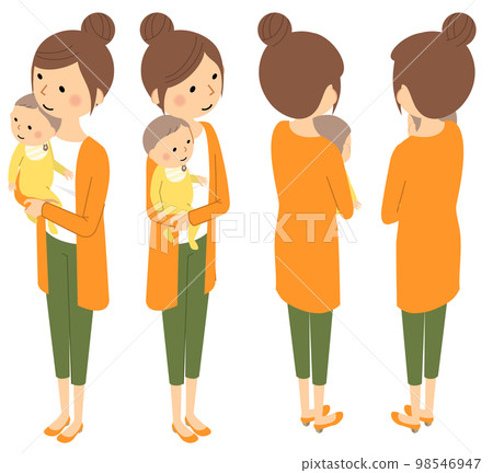 Isometric woman and baby 98546947