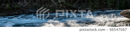 Cascades and rushing water in Avalanche Creek at Glacier National Park, Montana.  98547087