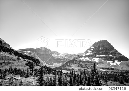 Hidden Lake overview from Logan Pass in Glacier National Park, Montana, USA.  98547116