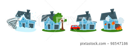 House and Real Estate Insurance from Damage Vector Set House and Real Estate Insurance from Damage Vector Set 98547186