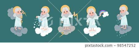 God Character Sitting on Cloud Doing Different Activity Vector Set God Character Sitting on Cloud Doing Different Activity Vector Set 98547252
