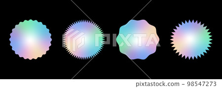 Holographic stickers. Hologram labels of different shapes. Colored blank rainbow shiny emblems, label. Paper Stickers. Vector illustration Holographic stickers. Hologram labels of different shapes. Colored blank rainbow shiny emblems, label. Paper Stickers. Vector illustration 98547273
