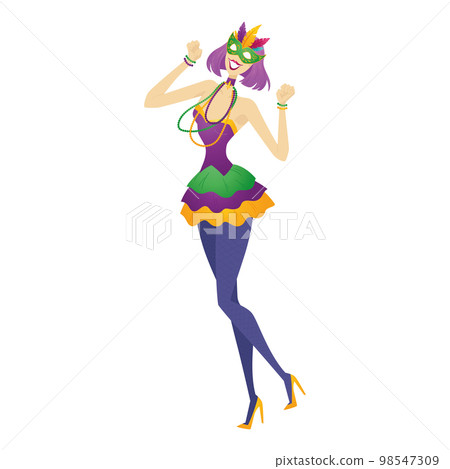 Isolated cute girl character with carnival mask Vector 98547309