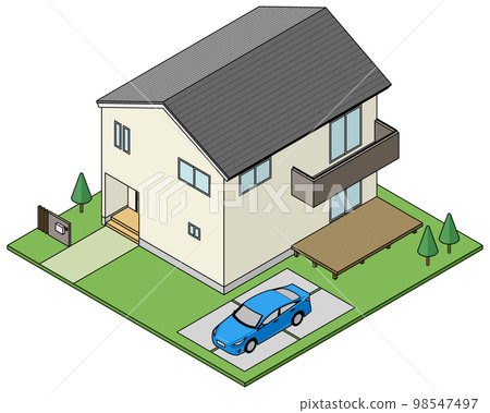 Isometric house and car Isometric house and car 98547497