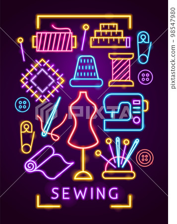 Sewing Neon Poster 98547980