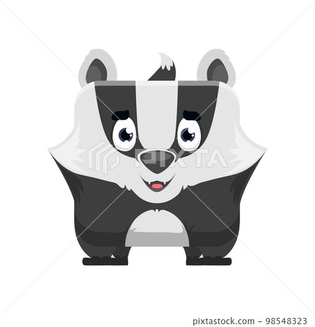 Skunk emoji, kawaii animal or square face emoticon, vector cartoon character icon. Funny cute skunk kawaii emoji, zoo happy pet with smile, kid baby comic manga sticker or avatar square face 98548323