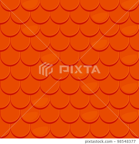 Orange roof tile seamless pattern with texture of house roofing material. Vector background with rows of flat ceramic, clay or shingle tiles. House construction and architecture cartoon backdrop 98548377