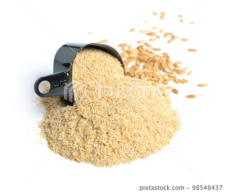 Oats miller's bran with grains isolated on white background Oats miller's bran with grains isolated on white background 98548437