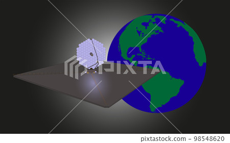 New ultraviolet multiobject space telescope concept luvoir somewhere in outer space near Earth planet. Elements of this illustration were furnished by NASA New ultraviolet multiobject space telescope concept luvoir somewhere in outer space near Earth planet. Elements of this illustration were furnished by NASA 98548620