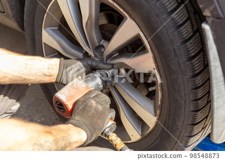 Seasonal Tires Replacement Automotive Photo Theme. Seasonal Tires Replacement Automotive Photo Theme. 98548873