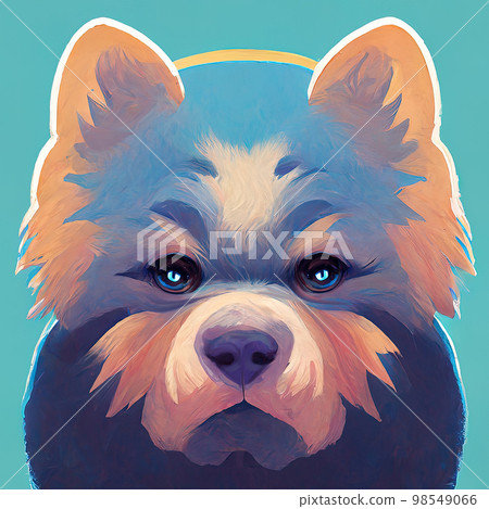Bear-like dog. Chow chow dog. Dog portrait icon. Reddish blue dog portrait. AI-generated Bear-like dog. Chow chow dog. Dog portrait icon. Reddish blue dog portrait. AI-generated 98549066