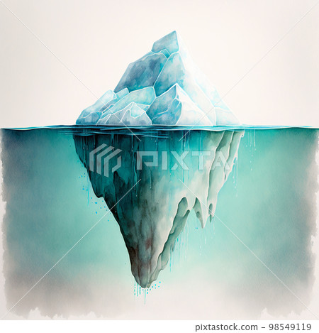 Tip of the iceberg. Business concept. Iceberg. Success business metaphor. Watercolor painting 98549119