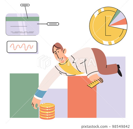 Businessman planning successful money investment graph. Calculating budget, analyzing finance report Businessman planning successful money investment graph. Calculating budget, analyzing finance report 98549842