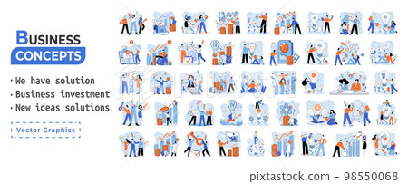 We have solution, business investment, new ideas solution scenes set. Teamwork and brainstorming 98550068