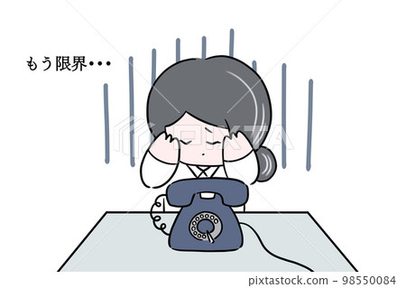 Woman suffering from phone calls that won't stop ringing Elderly Fraud damage limit Harassment illustration 98550084